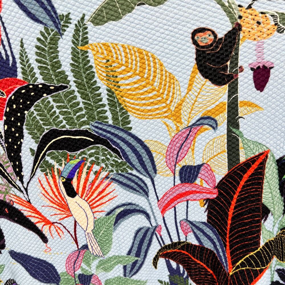 FARM Rio Tropical Halter Mini Dress XL Jungle Print Pockets Monkey Toucan Anthro - Picture 6 of 12
